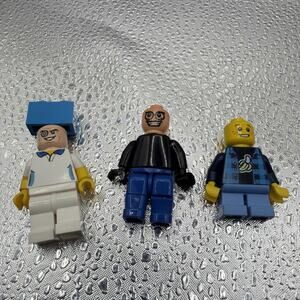3 Miniature Lego Boy In Plaid Vest, Villain From Batman, Boy In Black Shirt